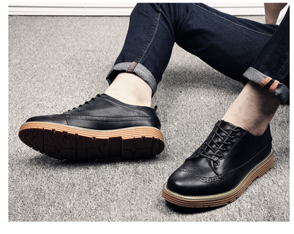 Men's Brogue Casual Sneakers - English Style Leather Shoes