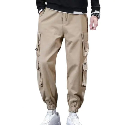 Men's Loose Cargo Pants with Drawstring and Pockets