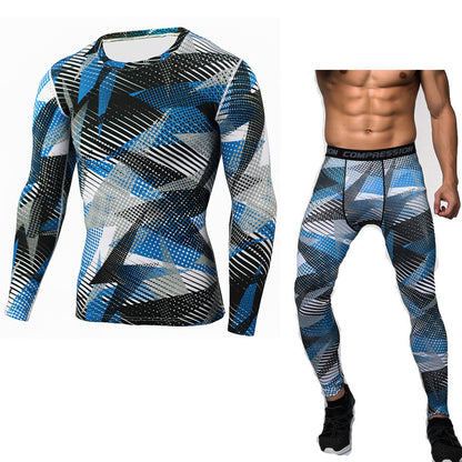 Men's Long Sleeve T-Shirt & Camouflage Fitness Set