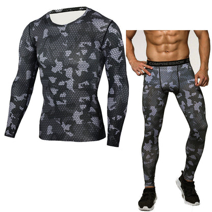 Men's Long Sleeve T-Shirt & Camouflage Fitness Set
