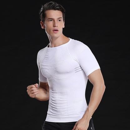 Men's Seamless Honeycomb Fitted Sports T-Shirt
