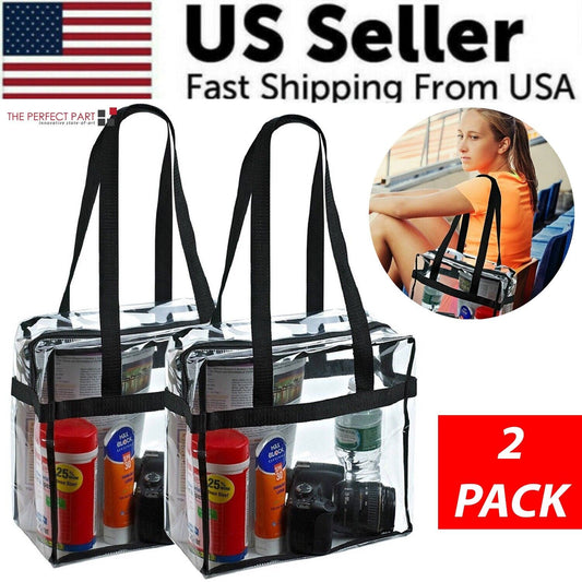 Clear PVC Tote Bag for Women – Stadium Approved (Set of 2)