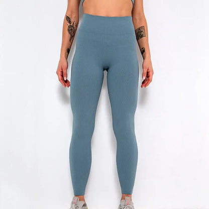High Waist Ribbed Yoga Pants for Women