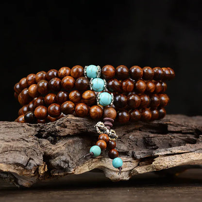 Purple Sandalwood Buddha Beads Wooden Bracelet with Spacers