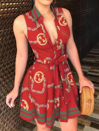 Women’s V-Neck Floral Tie Dress - Casual Sleepwear