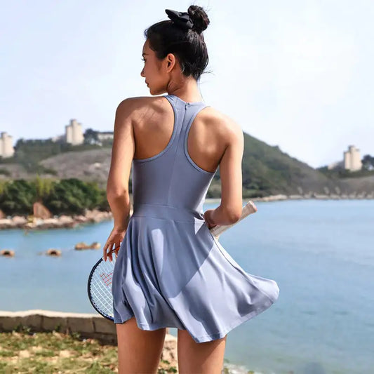 Yoga Sports One-Piece Running Skirt and Vest Set