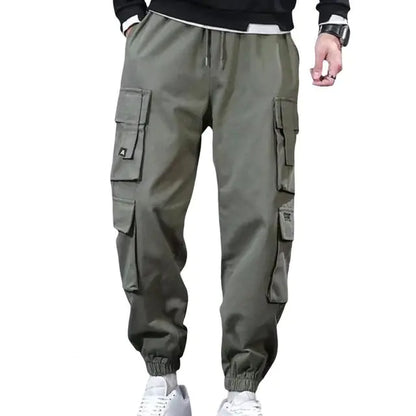 Men's Loose Cargo Pants with Drawstring and Pockets