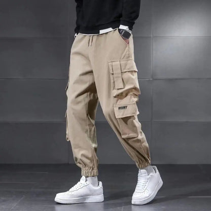 Men's Loose Cargo Pants with Drawstring and Pockets