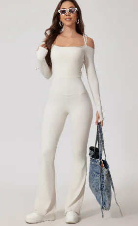 Women's Yoga Jumpsuit with Flared Pants (One Piece)